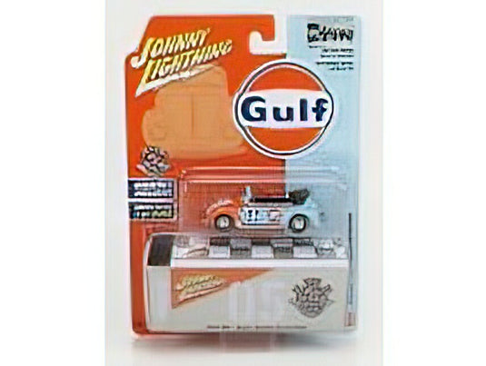 VOLKSWAGEN - BEETLE MAGGIOLINO N 05 GULF CABRIOLET 1975 - LIGHT BLUE ORANGE /JOHNNY LIGHTNING 1/64 ミニカー