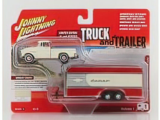 CHEVROLETシボレー CAMEO PICK-UP WITH TRAILER 1955 - BEIGE RED /JOHNNY LIGHTNING 1/64 ミニカー