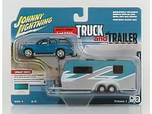 CADILLACキャデラック ESCALADE WITH TRAILER ROULOTTE 2005 - BLUE SILVER /JOHNNY LIGHTNING 1/64 ミニカー