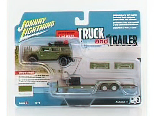 HUMMER - H2 WITH TRAILER 2004 - MILITARY GREEN /JOHNNY LIGHTNING 1/64 ミニカー