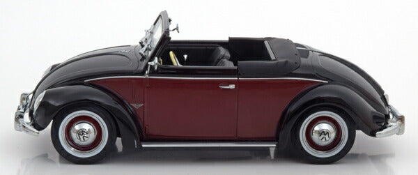 ギャラリービューアに画像をロードする, VW 1200 K?fer Convertible `Hebm?ller` 1949 black/darkre /KK-SCALE 1/18 ミニカー
