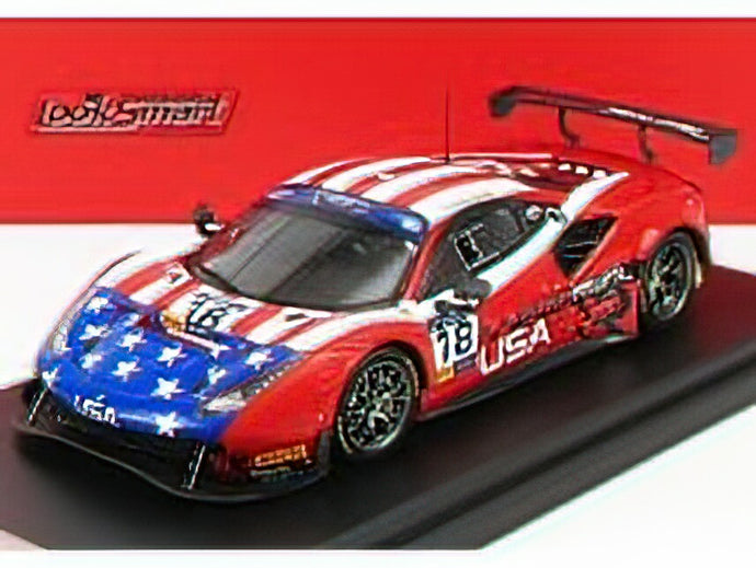 FERRARIフェラーリ - 488 GT3 USA TEAM N 18 8h FIA MOTORSPORT GAMES GT CUP VALLELUNGA 2019 ROBERT FERRIOL - SPENCER PUMPELLY - RED USA FLAG /LOOKSMART 1/43 ミニカー