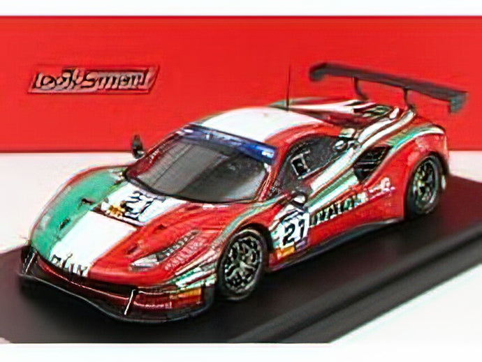 FERRARIフェラーリ - 488 GT3 ITALY TEAM N 21 8h FIA MOTORSPORT GAMES GT CUP VALLELUNGA 2019 GIANLUCA RODA - GIORGIO RODA - RED ITALIAN FLAG /LOOKSMART 1/43 ミニカー