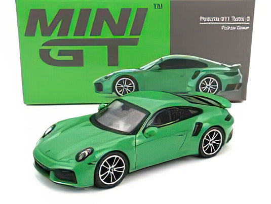 PORSCHE  911 992 TURBO S COUPE RHD 2020 - PYTHON GREEN /MINI GT 1/64ミニカー