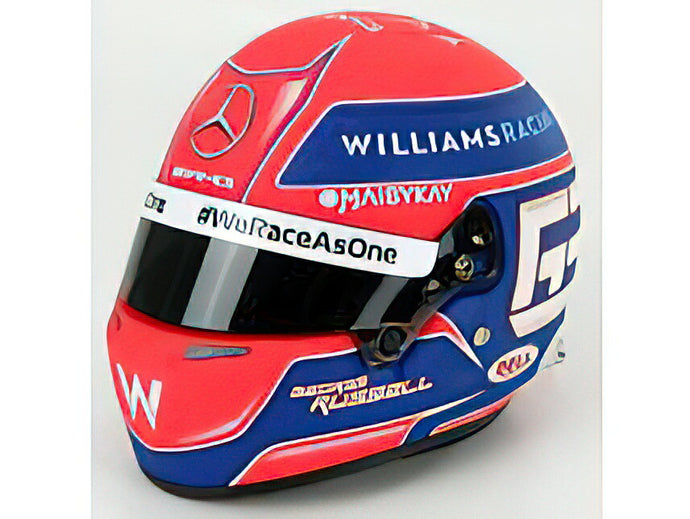 F1 CASCO HELMET WILLIAMS FW43B MERCEDES M12 EQ POWER+ TEAM WILLIAMS RACING N 63 BAHRAIN GP 2021 GEORGE RUSSEL - MATT RED MATT BLUE/BELL HELMET 1/2 ヘルメットレプリカ ミニチュア
