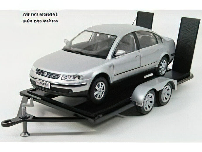 CARRELLO TRASPORTO AUTO 2-ASSI - CAR TRANSPORTER TRAILER - BLACK SILVER/Motor Max 1/18ミニカー