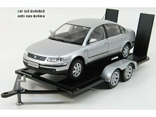 CARRELLO TRASPORTO AUTO 2-ASSI - CAR TRANSPORTER TRAILER - BLACK SILVER/Motor Max 1/18ミニカー
