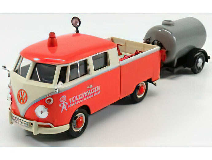 VOLKSWAGEN T1 TYPE2 ダブルキャブ ロードサービス タンカートレーラー付 1962 オレンジクリームシルバー/ Motor Max 1/24 ミニカー