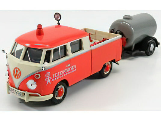 VOLKSWAGEN T1 TYPE2 ダブルキャブ ロードサービス タンカートレーラー付 1962 オレンジクリームシルバー/ Motor Max 1/24 ミニカー