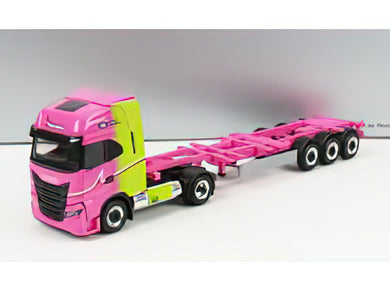 IVECO FIAT - S-WAY TRUCK LNG HANNIBAL TRANSPORTS 2020 - WITHOUT EUCON CONTAINER - PINK YELLOW トラック/Helpa 1/87 建設機械模型
