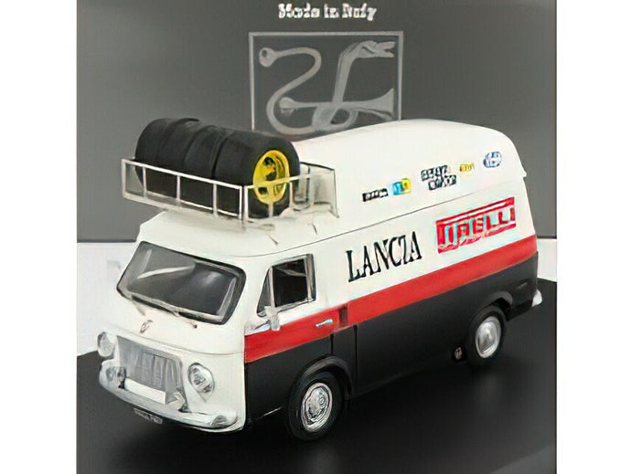 FIAT 238 バン ハイルーフ ラック付き ランチア ラリーアシスタンス 1973 ホワイト/レッド/ブラック / Rio 1/43 ミニカー