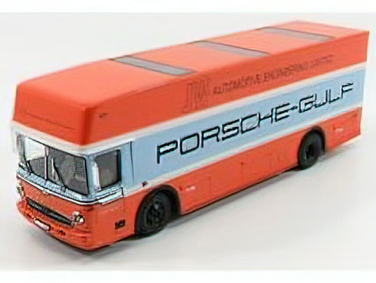 MERCEDES BENZメルセデスベンツ - O317 TRUCK CAR TRANSPORTER PORSCHE GULF TEAM JOHN WYER AUTOMOTIVE ENGINEERING 1968 - LIGHT BLUE ORANGE /Schuco 1/43 ミニカー