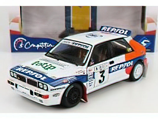 LANCIA - DELTA HF INTEGRALE REPSOL N 3 RALLY ACROPOLIS 1993 C.SAINZ - L.MOYA - WHITE ORANGE GREEN /SOLIDO 1/18 ミニカー