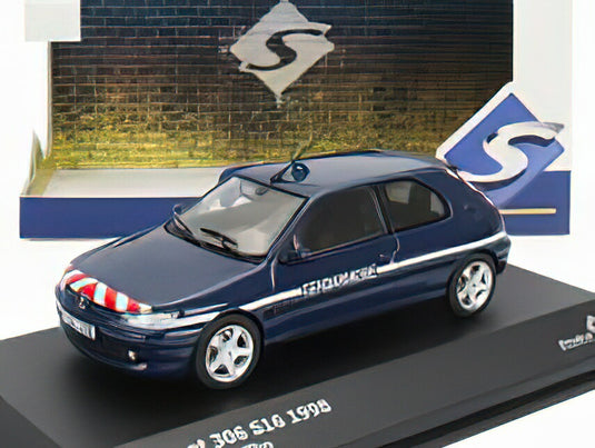 PEUGEOT - 306 S16 GENDARMERIE 1998 - BLUE /SOLIDO 1/43 ミニカー