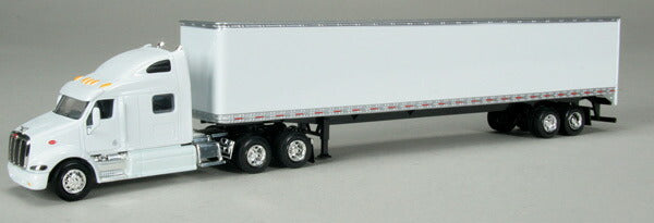 Peterbilt 387 Sleeper Cab and 53' Trailer with Single Rear Door in Blank White /SPEC-CAST  1/64 ミニチュア トラック 建設機械模型 工事車両