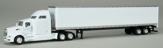 Kenworth T660 Tractor Trailer with Sleeper Cab and Double Rear Doors in Blank White /SPEC-CAST  1/64 ミニチュア トラック 建設機械模型 工事車両
