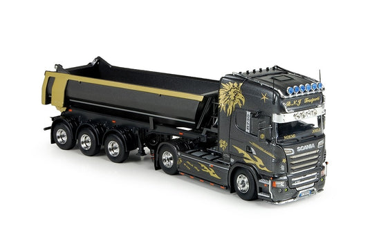 Bovecchi Scaniaスカニア R-serie Topline 3軸 tipper trailer トラック Teknoテクノ  建設機械模型 工事車両 1/50 ミニチュア