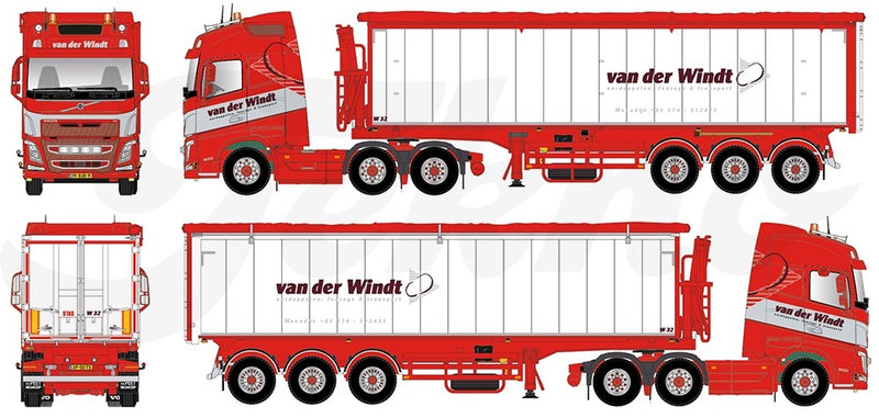 ギャラリービューアに画像をロードする, 【予約】4-6月以降発売予定Windt, van der Volvo Globetrotter 6x2 with Stas tipperトラック  建設機械模型 工事車両 TEKNO 1/50 ミニチュア
