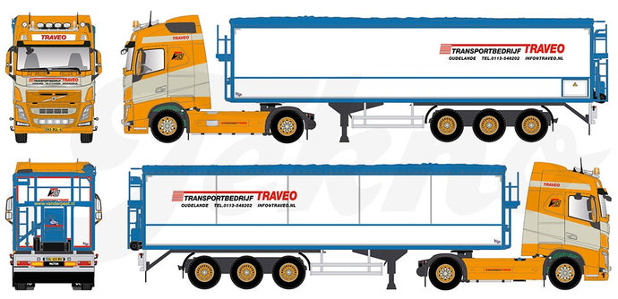 【予約】2017年6-8月以降発売予定Traveo Volvo FH04 Globetrotter with potato-セミトレーラー   Teknoテクノ  建設機械模型 工事車両 1/50 ミニチュア