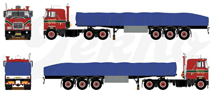 【予約】2020年4-6月以降発売予定Mack F700 met vlakke trailer met afgedekte lading  トラック /建設機械模型 工事車両 Tekno 1/50 ミニチュア