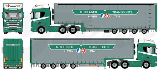 【予約】2021年4-6月以降発売予定Brunner Scania Rserie Topline met 4 assige Meusburger opleggerトラック  /Tekno  建設機械模型 工事車両 1/50 ミニチュア