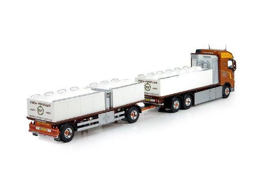 Freia Forellen Volvo FH04 Globetrotter camion avec remorque le transport du poissonトレーラー 建設機械模型 工事車両TEKNO 1/50 ミニチュア