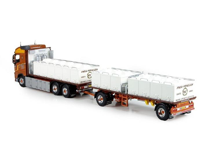 ギャラリービューアに画像をロードする, Freia Forellen Volvo FH04 Globetrotter camion avec remorque le transport du poissonトレーラー 建設機械模型 工事車両TEKNO 1/50 ミニチュア
