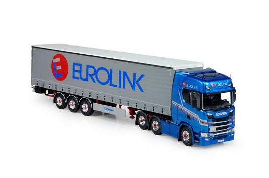 Eurolink Scaniaスカニア S-serie Highline avec semi-remorque avec rideaux coulissantesトラック  建設機械模型 工事車両 TEKNO 1/50 ミニチュア