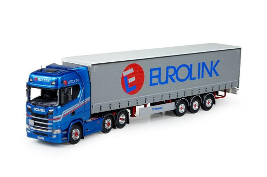 Eurolink Scaniaスカニア S-serie Highline avec semi-remorque avec rideaux coulissantesトラック  建設機械模型 工事車両 TEKNO 1/50 ミニチュア