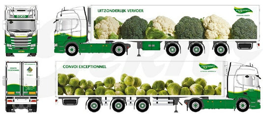 【予約】10-12月以降発売予定Greenery broccoli en spruiten Scaniaスカニア NGS R450 Highline avec 3軸 widespread semi-remorque frigoトラック 建設機械模型 工事車両TEKNO 1/50 ミニチュア