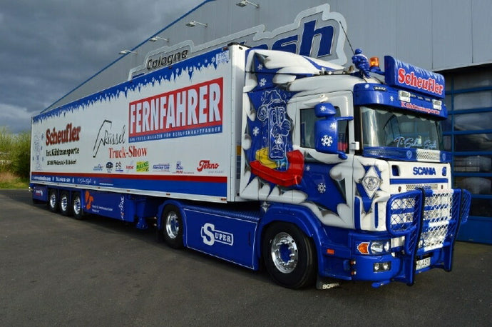 【予約】10-12月以降発売予定Scheufler Russel Truck show Scaniaスカニア 4-serie avec semi-remorque frigoトラック 建設機械模型 工事車両TEKNO 1/50 ミニチュア