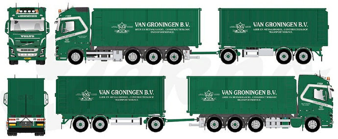 【予約】2019年8-10月以降発売予定Groningen, van Volvo FH4 Globetrotter XL rigid truck with hookarm container トラック /建設機械模型 工事車両 TEKNO 1/50 ミニチュア