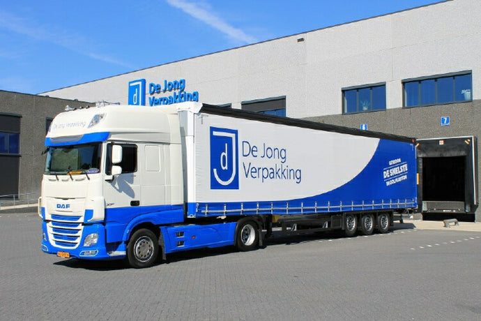 【予約】2019年8-10月以降発売予定Jong Verpakking, De DAF XF SSC 3軸 カーテンサイダートレーラー トラック /建設機械模型 工事車両 TEKNO 1/50 ミニチュア