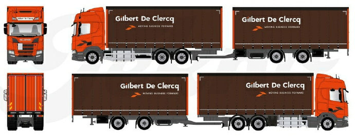 【予約】2019年6-8月以降発売予定Clercq, Gilbert Scania NGS R-serie Highline 6x2 riged Truck カーテンサイダーセミトレーラー トラック /建設機械模型 工事車両 TEKNO 1/50 ミニチュア