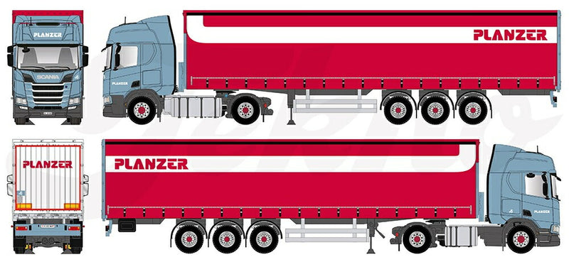 【予約】2024年発売予定Planzer Scania NG R-serie Highline met schuifzeilen oplegger  トラック /TEKNO 1/50 建設機械模型 ミニチュア