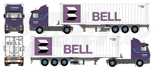 【予約】8-10月以降発売予定Wilde Scania 3-serie Streamline 143-500 met 40ft. Bell-Line リーファーコンテナ  トラック/Tekno 建設機械模型 工事車両 1/50 ミニチュア