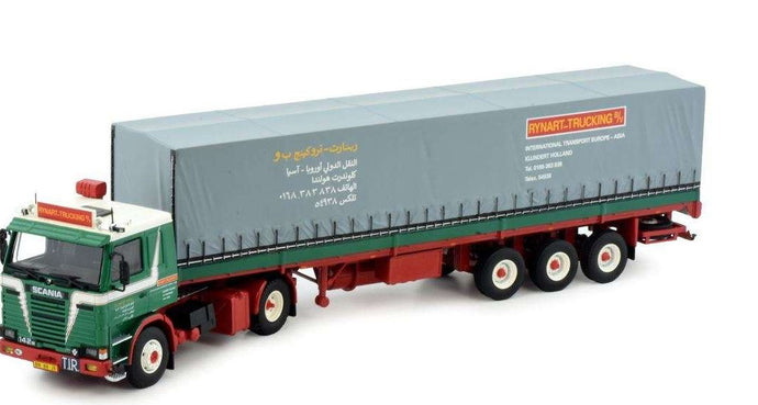 Rynart Scania 142 Curtain Tarpaulin Semitrailer 77058 トレーラー トラック /Tekno 1/50 建設機械模型 ミニチュア