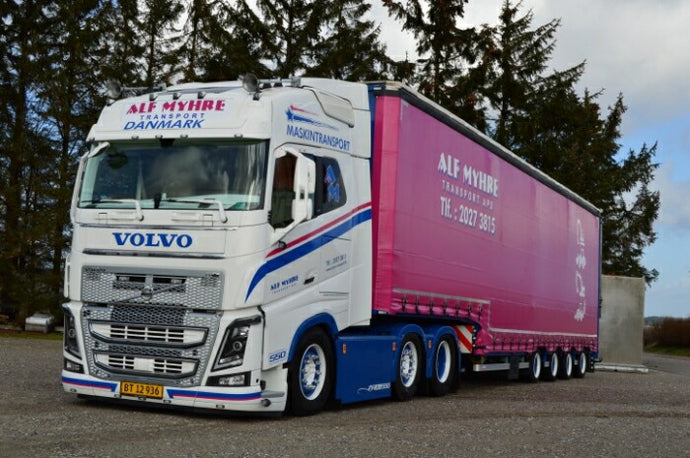 【予約】12月以降発売予定Alf Myhre Volvo FH04 Globetrotter 6x2 with Meusburger trailerトラック トレーラー/TEKNO 1/50 建設機械 模型ミニカー  はたらく車 重機