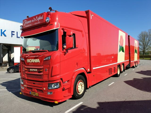 【予約】2021年1-3月以降発売予定Eijkel, Fleurs van den Scania Next Gen R650 Highline met 2-assige wipkarトラック トレーラー/TEKNO 1/50 建設機械 模型ミニカー  はたらく車 重機
