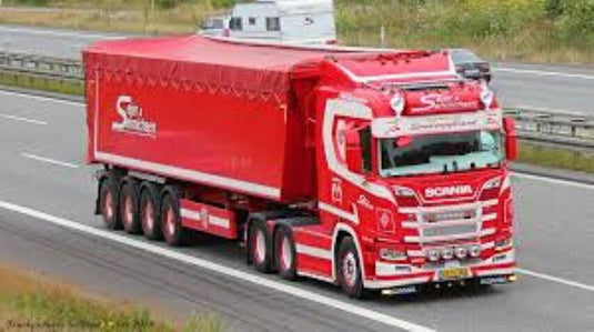 【予約】8-10月以降発売予定Sejer & Sonnichsen Scania Next Gen R-serie met 4-assige  cargofloor oplegger トラック/Tekno 建設機械模型 工事車両 1/50 ミニチュア