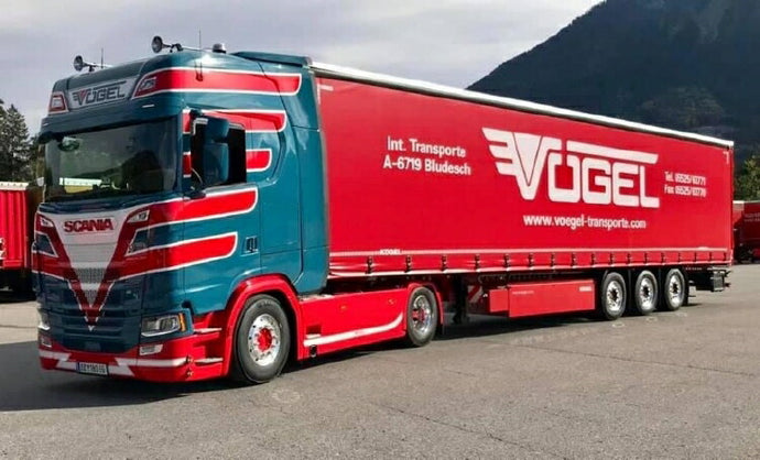 【予約】2021年4-6月以降発売予定Vogel Scania Next Gen S-serie Highline met 3-assige schuifzeilen opleggerトラック  /Tekno  建設機械模型 工事車両 1/50 ミニチュア
