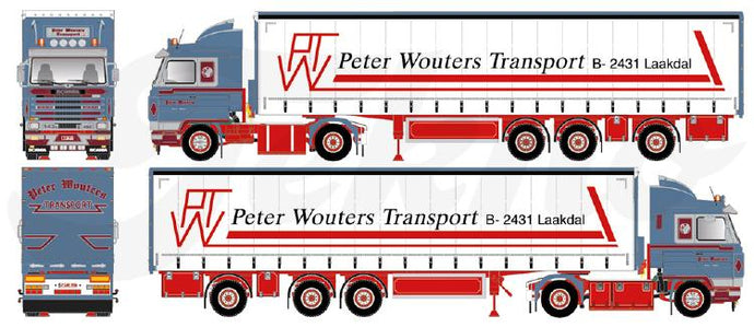 【予約】4月以降発売予定Wouters Peter Scania 143 Streamline 4x2 met schuifzeilen oplegger トラック /Tekno 建設機械模型 工事車両 1/50 ミニカー
