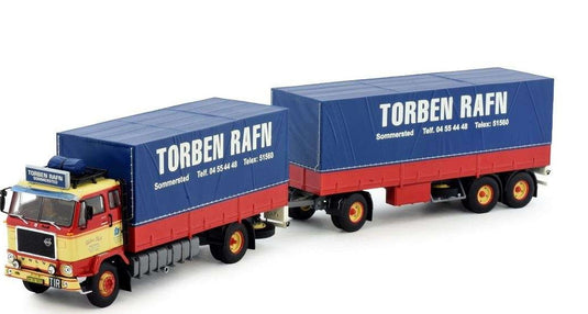 Torben Rafn Volvo F88 4x2 curtainside combi 3 Axle 81275 トレーラー トラック /Tekno 1/50 建設機械模型 ミニチュア
