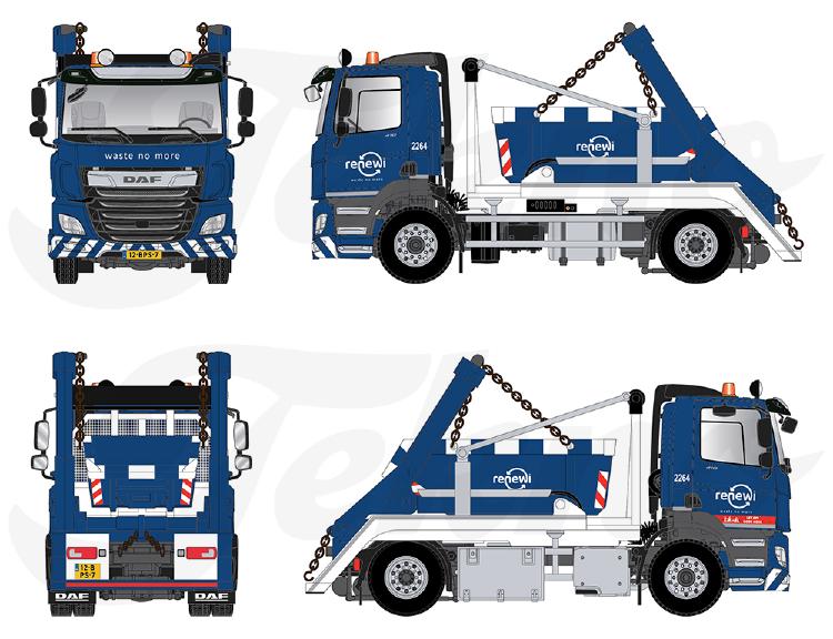 ギャラリービューアに画像をロードする, 【予約】8-10月以降発売予定Renewi DAF CF410 met portaalarm afzetsysteem  トラック/Tekno 建設機械模型 工事車両 1/50 ミニチュア
