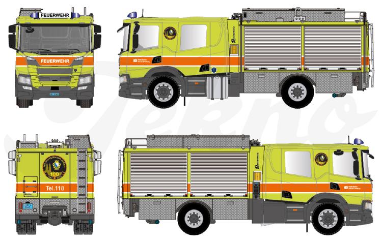 ギャラリービューアに画像をロードする, 【予約】4月以降発売予定Feuerwehr Schweiz Scania Next Gen Crew Cab P28 met brandweer opbouw トラック /Tekno 建設機械模型 工事車両 1/50 ミニカー
