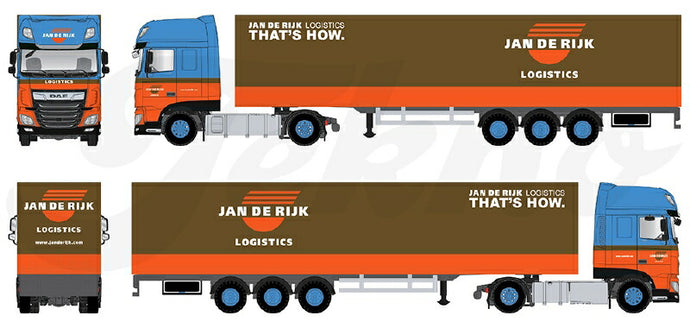 【予約】10-12月以降発売予定Rijk, jan de DAF XF Super Space Cab Euro 6 met gesloten oplegger (Lion) トラック /Tekno  建設機械模型 工事車両 1/50 ミニカー