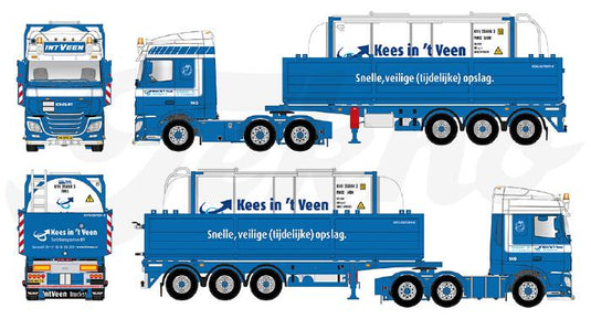 【予約】12月以降発売予定Veen, Kees in 't DAF XF Euro 6 Space Cab 6x2 met swap tankcontainer met resin lekbak トラック /建設機械模型 工事車両 TEKNO 1/50 ミニチュア