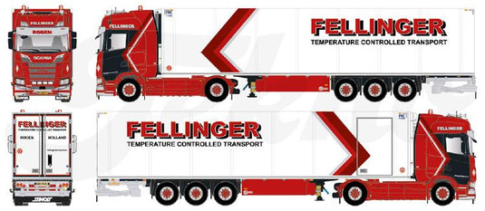 【予約】4月以降発売予定Fellinger Scania Next Gen S-serie Highline met 3-assige koeloplegger トラック /Tekno 建設機械模型 工事車両 1/50 ミニカー