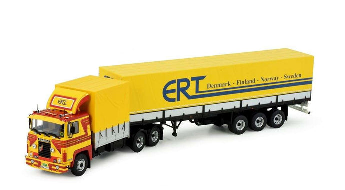 ERT Scania 140 curtainside semitrailer 82921 トレーラー トラック /Tekno 1/50 建設機械模型