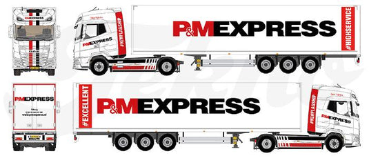 【予約】12月以降発売予定P&M Express DAF XG+ met 3 assige gesloten oplegger トラック /建設機械模型 工事車両 TEKNO 1/50 ミニチュア